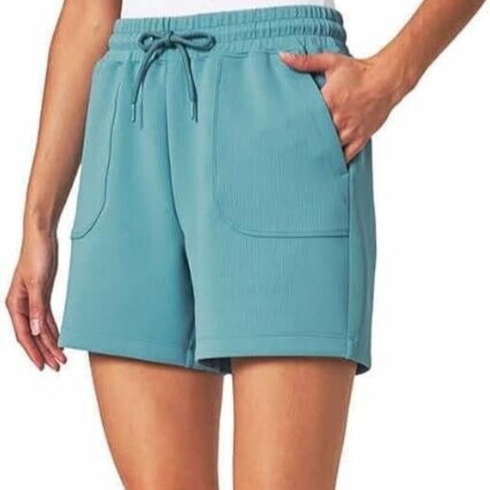 Mondetta Womens Plus Size 2X Adriatic Blue Soft Ribbed Active Shorts NWT - Picture 1 of 1